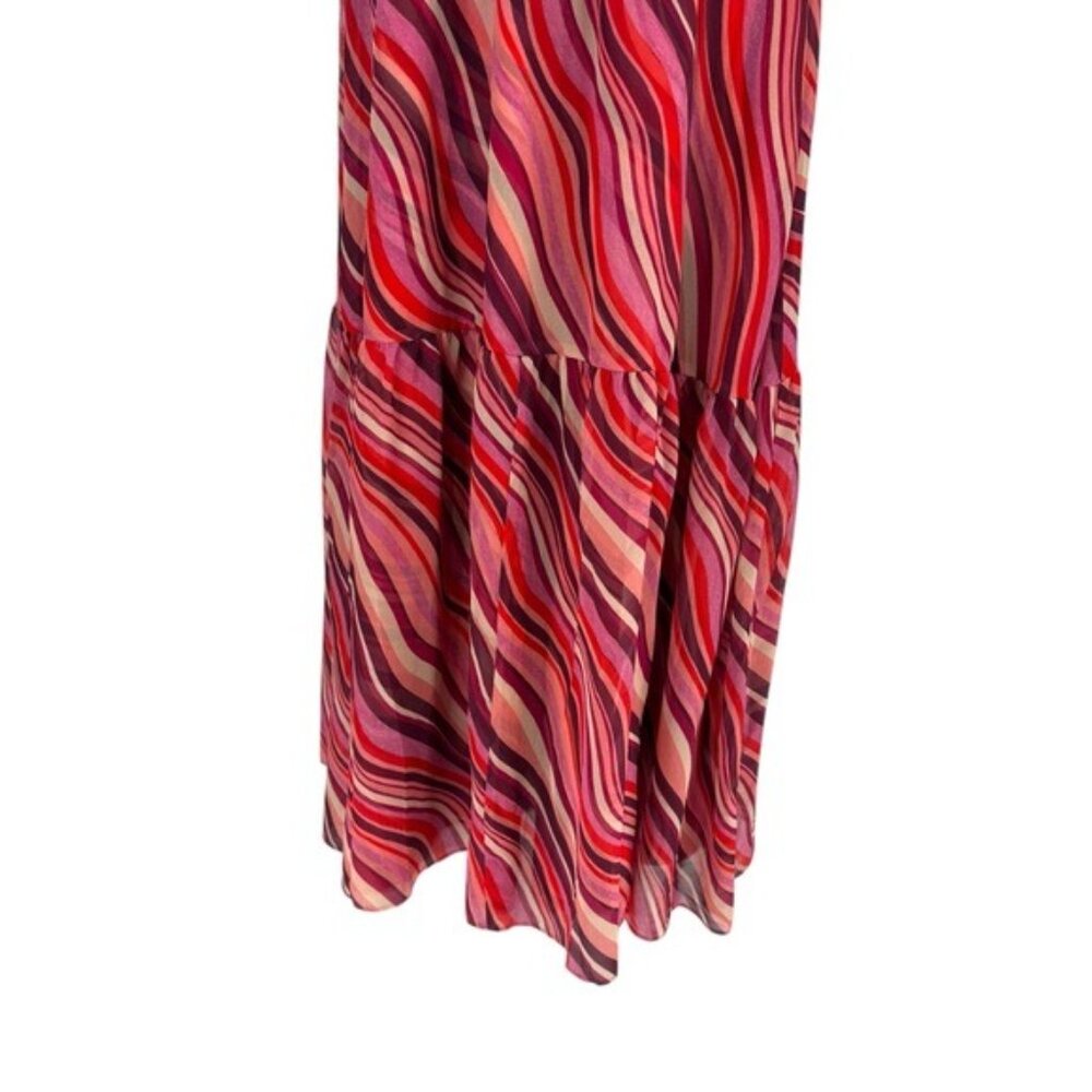Tuckernuck One-Shoulder Maxi Dress in Pink and Red Wave Print - Picture 7 of 12